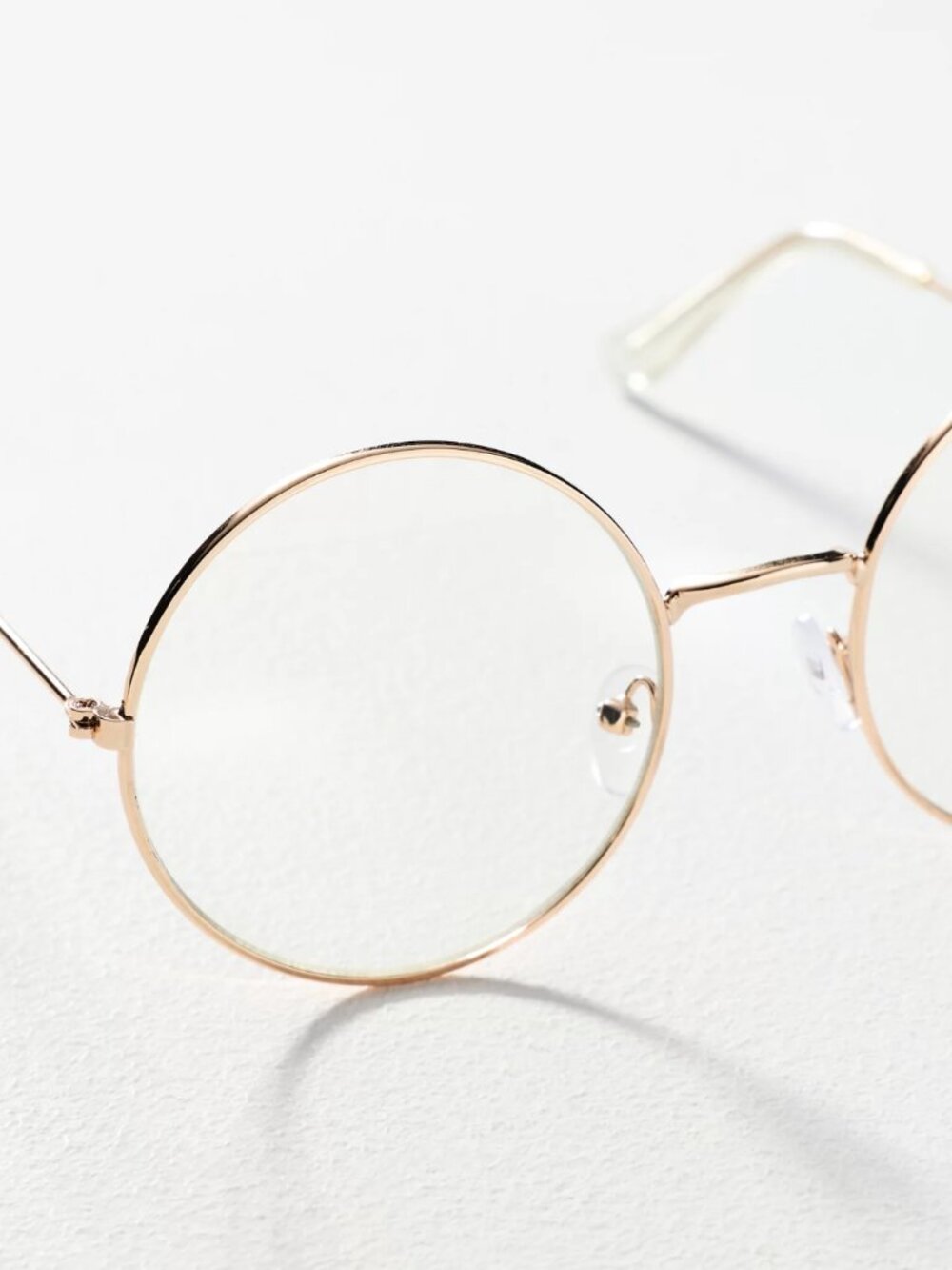 Anthropologie Gold Wire Frame Clear Lens Glasses Round Oversized - Picture 3 of 3